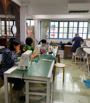 Sewing class in progress at the Sewing Classes Singapore studio in Tampines